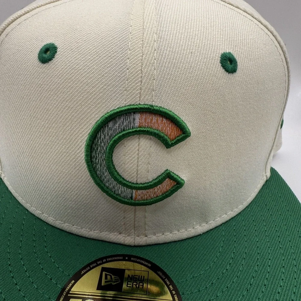 New‎ Era 59Fifty Chicago Cubs Cream/Green Colorpack Fitted Hat Size 7 1/8